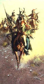 FRANK MCCARTHY 26X14 Secondary Market Art: "RED BULLS WAR PARTY"