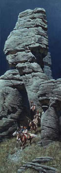 FRANK MCCARTHY 27X10 Secondary Market Art: "CHIRICAHUA RAIDERS"