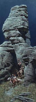 FRANK MCCARTHY 27X10 Secondary Market Art: "CHIRICAHUA RAIDERS"