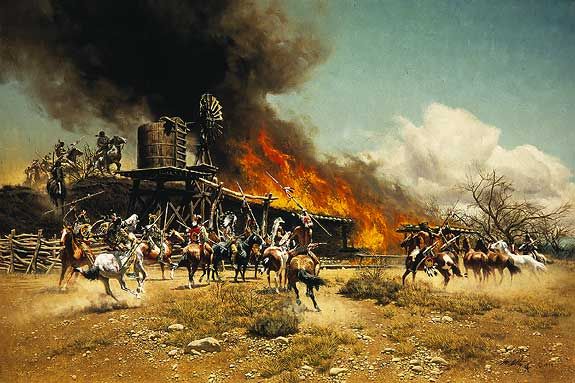 FRANK MCCARTHY 29X19 Secondary Market Art: "BURNING WAY STATION"