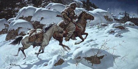 FRANK MCCARTHY 32X17 Secondary Market Art: "WINTER TRAIL"