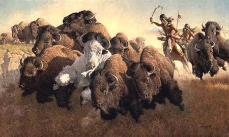FRANK MCCARTHY 32X19 Secondary Market Art: "IN PURSUIT BUFFALO"