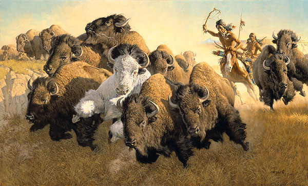 Frank Mccarthy Hand Numbered Limited Edition Giclee on Canvas:"In Pursuit of the White Buffalo"