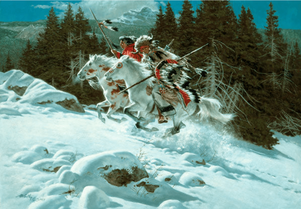 Frank McCarthy Limited Edition Anniversary Canvas:"In the Land of the Winter Hawk"