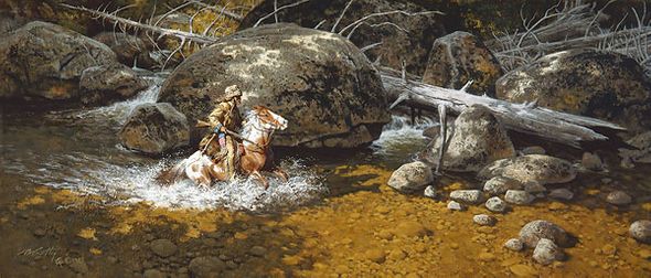 Frank McCarthy Limited Edition Fine Art SmallWorks&trade; Gicl&eacute;e Canvas: "Covering His Trail"