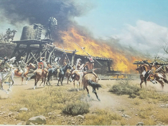 Frank McCarthy Signed and Numbered Limited Edition Lithograph: "Burning The Way Station"