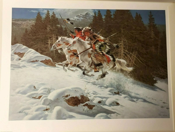 Frank McCarthy Signed and Numbered Limited Edition Lithograph: "In the Land of the Winter Hawk"