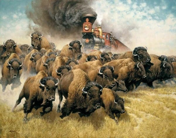 Frank McCarthy Signed and Numbered Limited Edition Lithograph: "The Coming of the Iron Horse"