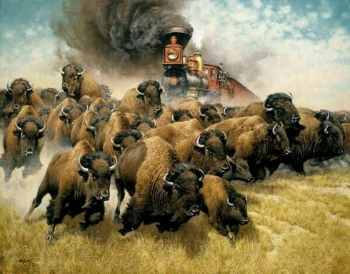 Frank McCarthy Signed and Numbered Limited Edition Lithograph: "The Coming of the Iron Horse" Frank McCarthy Signed and Numbered Limited Edition Lithograph: "The Coming of the Iron Horse"