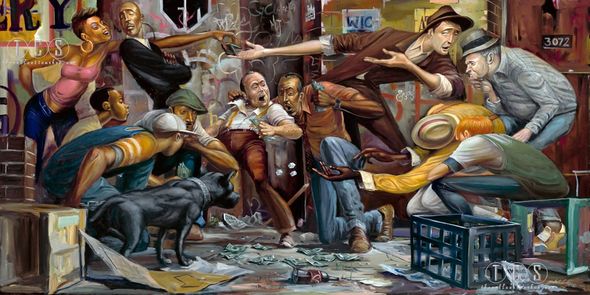 Frank Morrison Hand Signed and Numbered Limited Edition Canvas Giclee:"High Rollers - Sold Out"