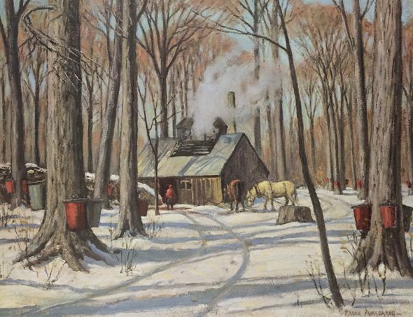 Frank Panabaker Signed by the Artist Limited Edition Paper Lithograph:"Maple Sugaring"