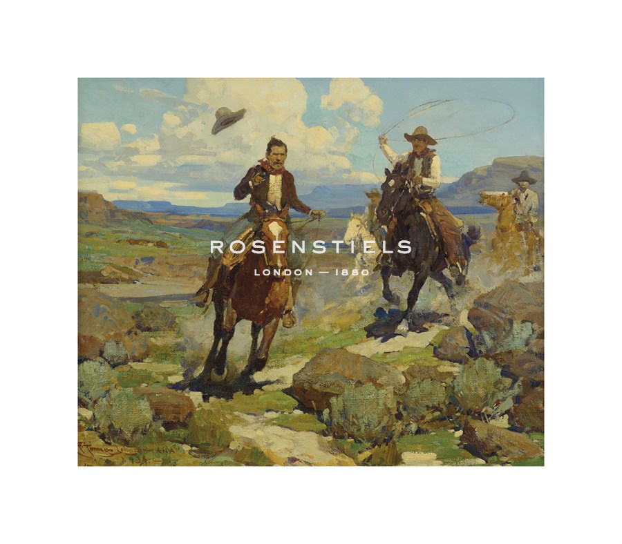 Frank Tenney Johnson Hand Numbered Limited Edition Print on Paper :"Pursuit of a Cattle Thief"