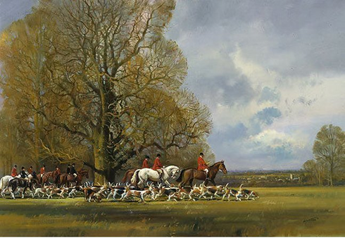 Frank Wooten Artist Signed Limited Edition Print :"Huntsmen and Hounds"