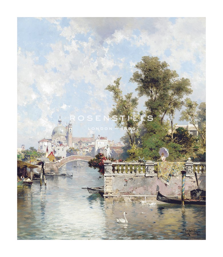 Franz Richard Unterberger Hand Numbered Limited Edition Print on Paper :"View of Rio Ognissanti with Church of Gesuati beyond"