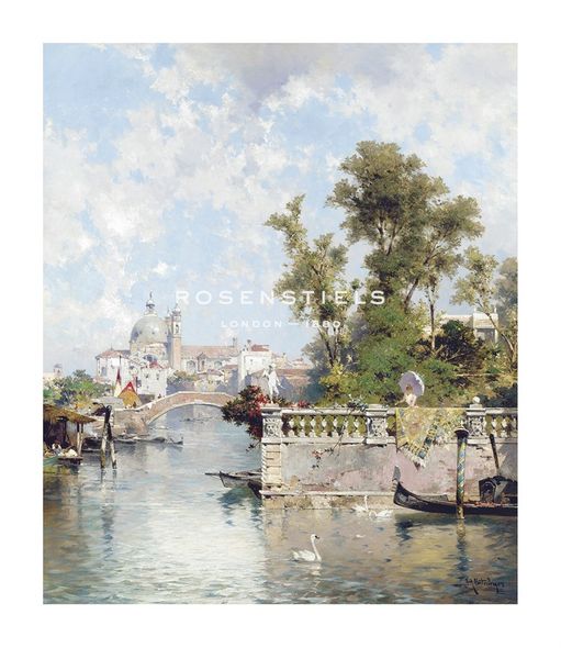 Franz Richard Unterberger Hand Numbered Limited Edition Print on Paper :"View of Rio Ognissanti with Church of Gesuati beyond"