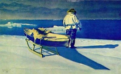 FRED MACHETANZ 17X28 Secondary Market Art: "DECISION ICE FIELD"