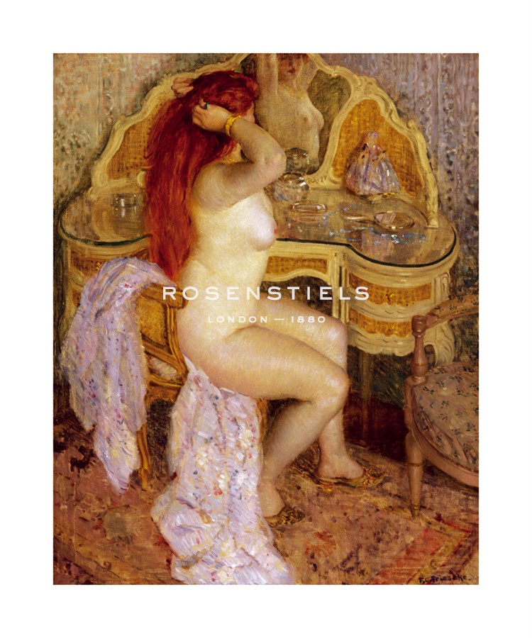 Frederick Carl Frieseke Hand Numbered Limited Edition Print on Paper :"Nude Seated at Her Dressing Table, 1909"