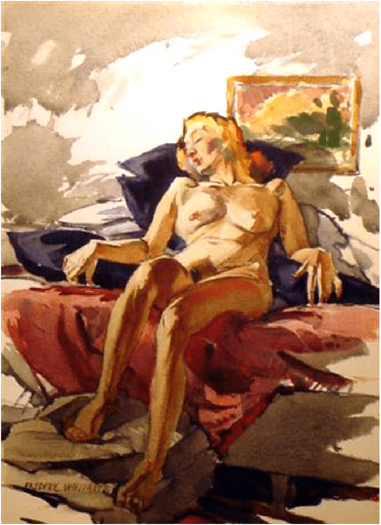 Frederick Whitaker Artist Signed Limited Edition Giclee on paper:"Reclining Nude"