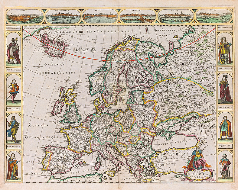 Frederik De Wit Hand Numbered Limited Edition Print on Paper :"Nova Europae Descriptio, 1680"