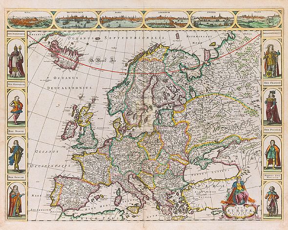 Frederik De Wit Hand Numbered Limited Edition Print on Paper :"Nova Europae Descriptio, 1680"