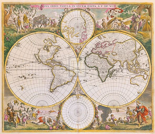 Frederik De Wit Hand Numbered Limited Edition Print on Paper :"Nova Orbis Tabula in Lucem Edita, c1670"