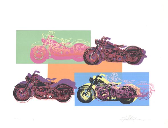 Friedbert Renbaum Rare Vintage Artist Signed Serigraph: "Harley x 4"