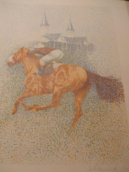 G.Azoulay Signed Serigraph Print on Paper: "Twin Spires"