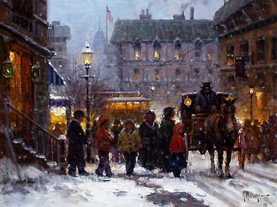 G HARVEY 12X16 Secondary Market Art: "FRESH SNOW CITY"