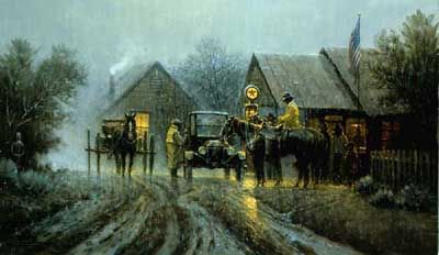 G HARVEY 17X28 Secondary Market Art: "COUNTRY POST OFFICE AP"