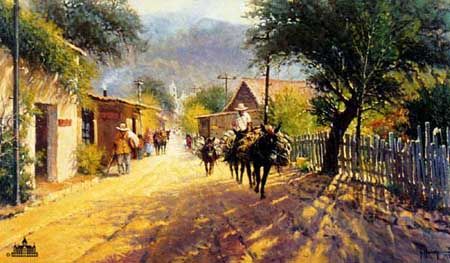 G HARVEY 17X28 Secondary Market Art: "IXTAPAN VILLAGE"