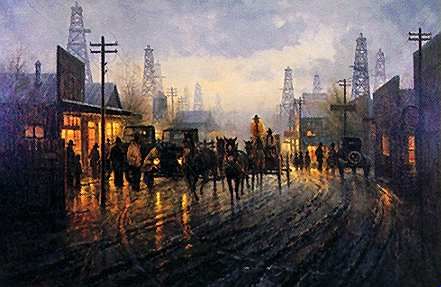 G HARVEY 18X27 Secondary Market Art: "OIL PATCH"