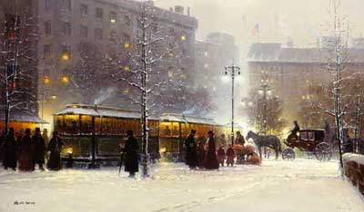 G HARVEY 18X30 Secondary Market Art: "CHILDREN IN THE CITY"