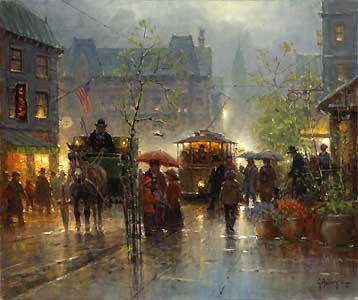 G HARVEY 20X24 Secondary Market Art: "REFLECTIONS OLDNY GCNV"