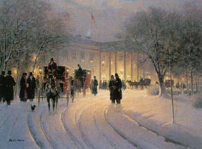 G HARVEY 20X26  Secondary Market Art: "AN EVE W/PRESIDENT"