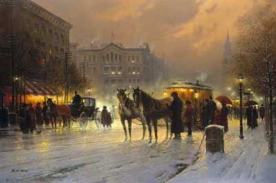 G HARVEY 20X30 Secondary Market Art: "HORSE TROLLEY PARK AP"