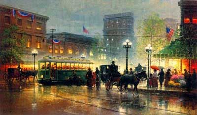 G HARVEY 20X34  Secondary Market Art: "PEACHTREE ST ATLANTA"