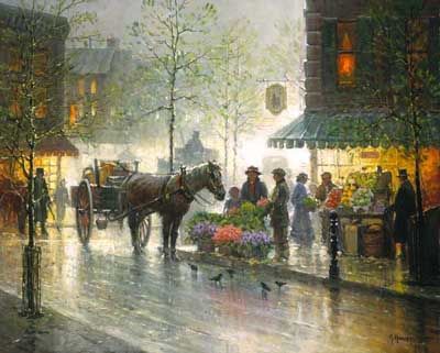G HARVEY 21X27 Secondary Market Art: "MORNING MARKET AP"