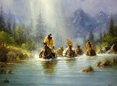 G HARVEY 21X28 Secondary Market Art: "LINE CAMP OUTFITTERS"