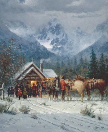 G HARVEY 22X18 Secondary Market Art: "CHAPEL IN TETONS"