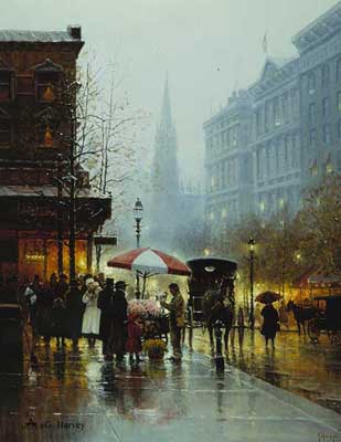 G HARVEY 22X19 Secondary Market Art: "FLOWER CART AP"