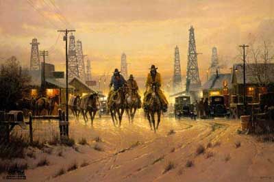 G HARVEY 22X33 Secondary Market Art: "WHEN COWBOYS DONT CHAN"