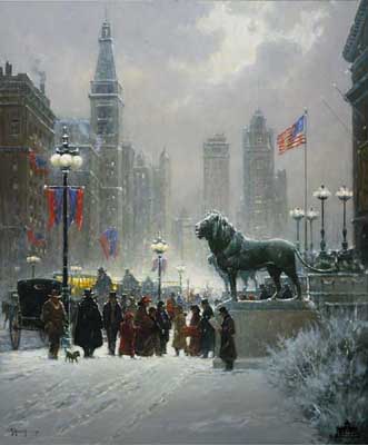 G HARVEY 24X20 Secondary Market Art: "EXHIBITION DAY CHICAGO" G HARVEY 24X20 Secondary Market Art: "EXHIBITION DAY CHICAGO"