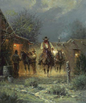G HARVEY 24X20 Secondary Market Art: "PACKIN ALONE GCNV"