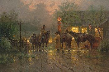 G HARVEY 24X36 Secondary Market Art: "COWBOY GATHERING GCNV"
