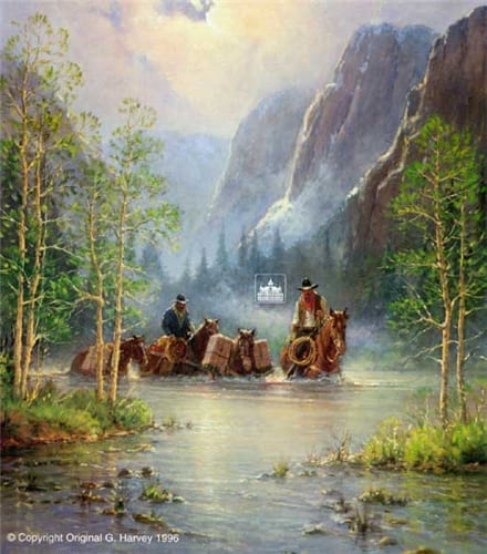 G HARVEY 26X22 Secondary Market Art: "ACROSS QUIET WATERS"