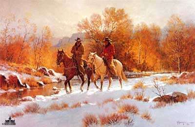 G HARVEY 27X18 Secondary Market Art: "FRESH SNOW FIRST LIGHT"