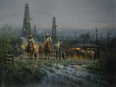 G HARVEY 30X40 Secondary Market Art: "TEXAS COWBOYS APGCNV"
