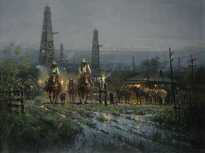 G HARVEY 30X40 Secondary Market Art: "TEXAS COWBOYS APGCNV"