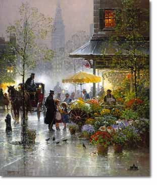 G HARVEY 36X30 Secondary Market Art: "FLOWER SHOP SR"