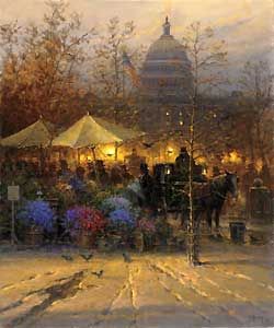 G HARVEY 36X30 Secondary Market Art: "VENDORS ON AVE GCNV"